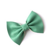 Image of Medium Leather Hair Bow - Mint