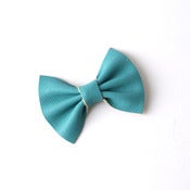 Image of Medium Leather Hair Bow - Seafoam