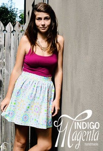 Image of Flat Front Gathered Skirt with Elastic Back - Mini (mid thigh)
