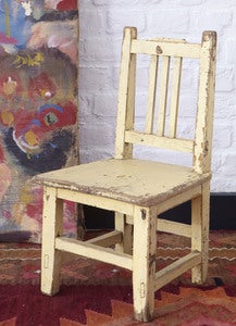 Image of Chaise ancienne patine beige / Antique unusual child chair 