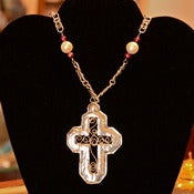 Image of Sterling silver and silver filigree cross necklace