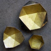 Image of set of 3 brass origami bowls