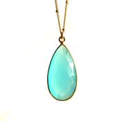 Image of Cyan chalcedony bezel necklace