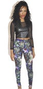 Image of Contemporary Cropped Leatherette & Mesh Top 