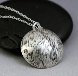 Image of Sterling Silver Disc Necklace - Grass Texture