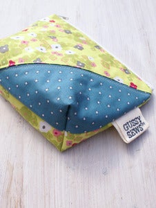 Image of Floral + Blue Stars large zip pouch
