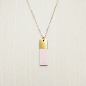 Image of Pink Painted Rectangle Pendant & Gold Fill Chain Color-Blocked Necklace