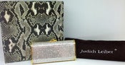 Image of  JUDITH LEIBER CAVIAR OVAL-SIDED SILVER SWAROVSKI CRYSTAL MINAUDIERE 