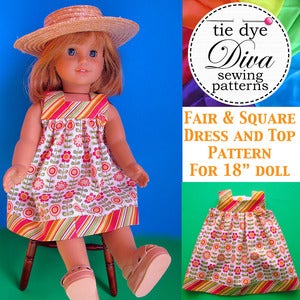 Image of Square Neck Top and Dress Pattern for 18" Doll - Fits American Girl