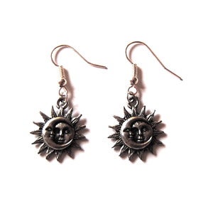 Image of Silver Sun and Moon Earrings