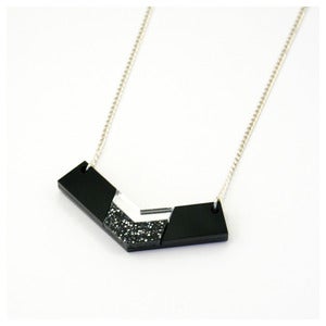 Image of Inlaid Chevron Necklace - Black