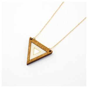 Image of Inlaid Triangle Necklace - Wood