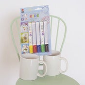 Image of Set de 2 tazas de porcelana + rotuladores