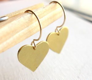 Image of Brass Heart Dangles on Rounded Wires