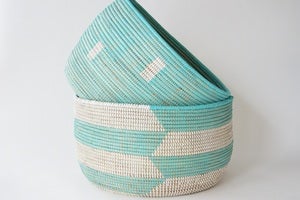 Image of Turquoise Knitting Basket Large {Assorted Patterns}