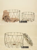Image of Folding Laundry Baskets - Metal Vintage Style - Rust/Metal Color - Newborn Toddler