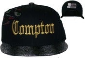 Image of Compton snakeskin Print Blackw/Gold Stitch Old School Eazy E NWA Snapback Hat