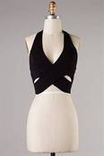 Image of Black Criss Cross Halter Crop Top 