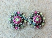 Image of Swarovski Rhinestone Conchos - Lime Green, Hot Pink and Jet