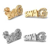 Image of Swag Gold or Silver Over CZ Diamond Earrings