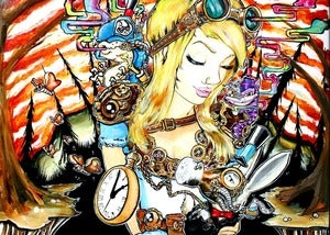 Image of "Alice in Steampunkland" 20x30in Limited Edition Print