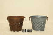 Image of Olive Buckets - Rust or Silver Metal - Vintage Style - Round Handles