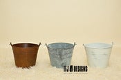 Image of Metal Bucket - Creamy Whitewash, Rust or Silver Grey Aged - NEW