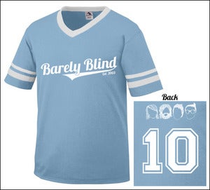 Image of Limited Edition 10 Year Anniversary Baseball Tee Light Blue/White