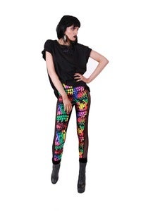 Image of RAINBOW SNAKESKIN LEGGINGS with sheer side panels...