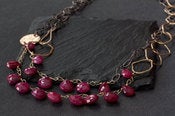 Image of Long Mixed Metal Ruby Necklace