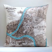 Image of Vintage PITTSBURGH, PA Map Pillow, Made to Order 18" x18" Cover