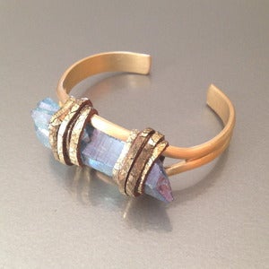 Image of BRASS & AQUA AURA QUARTZ CUFF