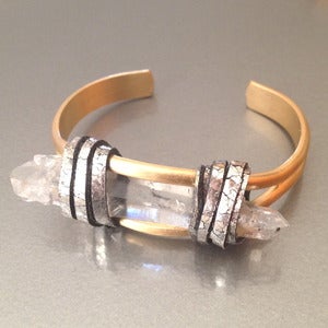 Image of TIBETAN QUARTZ BRASS CUFF