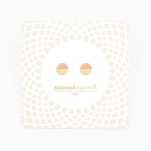 Image of Moon Studs | Milky Peach + Golden