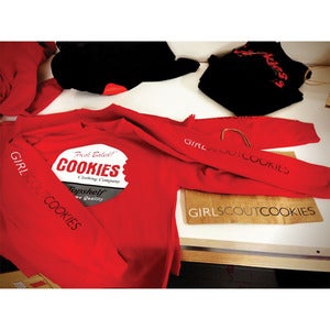 Image of "Vintage" crewneck (white/grey on red)