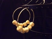 Image of Wooden Cube Hoops - Cream