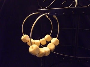 Image of Wooden Cube Hoops - Cream
