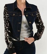Image of Sequin sleeve denim jacket