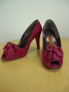 Image of Jack Rogers suede open-toe pumps