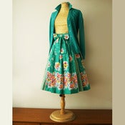 View gorgeous original 60s border print floral full skirt