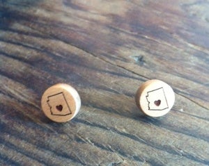 Image of Heart AZ Wood Earrings
