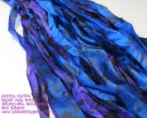 Image of Limited Edition: Indigo and Purple: Jersey Girl Reclaimed Silk Ribbon