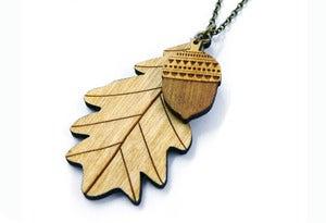 Image of Woodland Leaf and Acorn Necklace