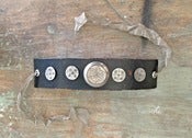 Image of Detailed Floral Antique Button Leather Cuff