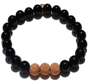 Image of Elastic Bracelet w/ Rose Gold & Shiny Onyx