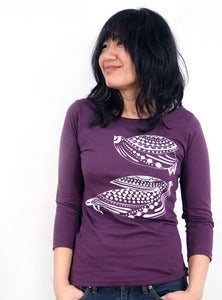 Image of Purple 3/4 Sleeve Tee with Lovebirds