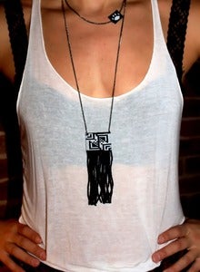 Image of Beaded Fringe Necklace - Black Fringe