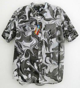 Image of Black and White Marbleized Button-Down