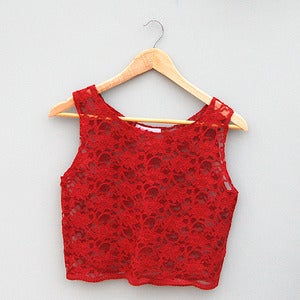Image of Red Lace Crop Top By Kee Boutique 