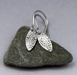 Image of Sterling Tiny Petals Earrings - Sand Texture